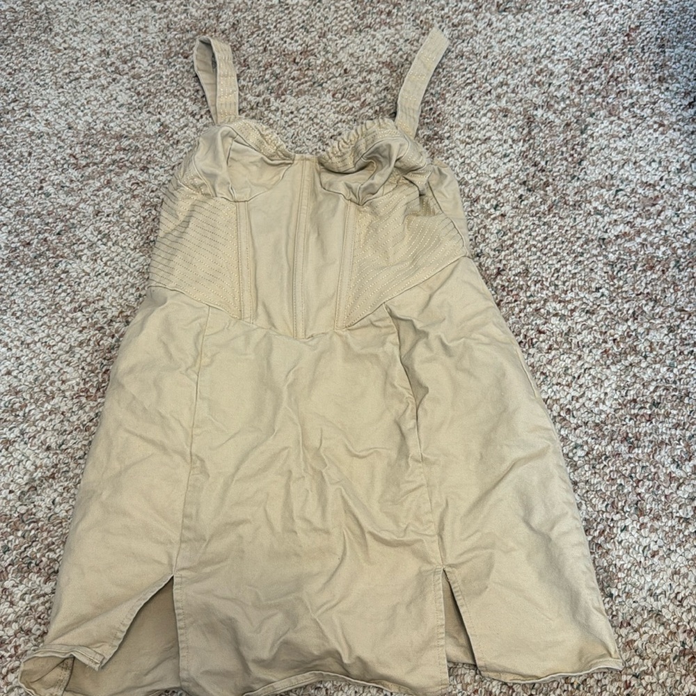 Pretty Little Thing Tan Corset Dress